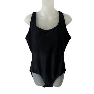 Catalina Women’s Plus 2X 18W 20W One Piece Swimsuit Black Textured Basic Style